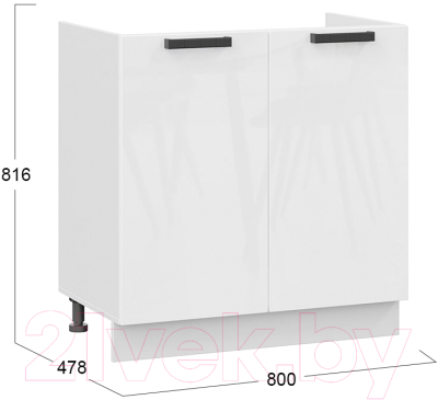 Шкаф под мойку ТриЯ Детройт 1Н8М исп.2 (белый/белый глянец)