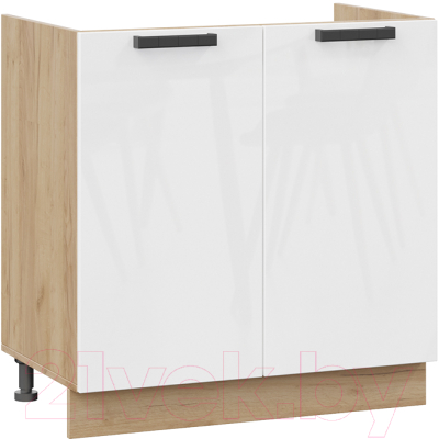 Шкаф под мойку ТриЯ Детройт 1Н8М исп.2 (дуб крафт золотой/белый глянец) - фото