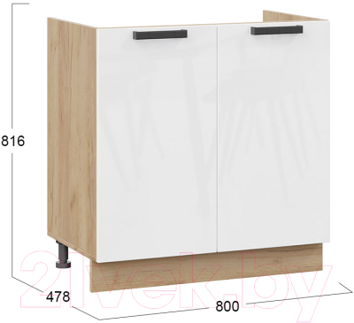 Шкаф под мойку ТриЯ Детройт 1Н8М исп.2 (дуб крафт золотой/белый глянец)
