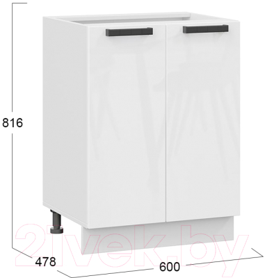 Шкаф-стол кухонный ТриЯ Детройт 1Н6 исп.2 (белый/белый глянец)