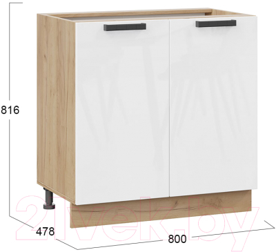 Шкаф-стол кухонный ТриЯ Детройт 1Н8 исп.2 (дуб крафт золотой/белый глянец)