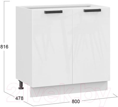 Шкаф-стол кухонный ТриЯ Детройт 1Н8 исп.2 (белый/белый глянец)