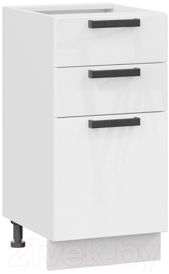 Шкаф-стол кухонный ТриЯ Детройт 1Н4Я3 исп.2 (белый/белый глянец) - фото