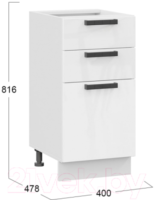 Шкаф-стол кухонный ТриЯ Детройт 1Н4Я3 исп.2 (белый/белый глянец)