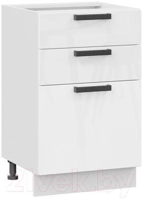 Шкаф-стол кухонный ТриЯ Детройт 1Н5Я3 исп.2 (белый/белый глянец) - фото