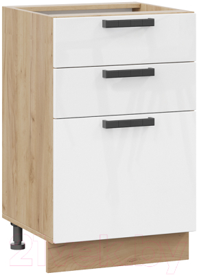 Шкаф-стол кухонный ТриЯ Детройт 1Н5Я3 исп.2 (дуб крафт золотой/белый глянец) - фото