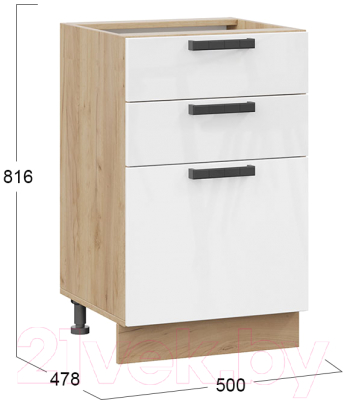 Шкаф-стол кухонный ТриЯ Детройт 1Н5Я3 исп.2 (дуб крафт золотой/белый глянец)