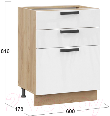 Шкаф-стол кухонный ТриЯ Детройт 1Н6Я3 исп.2 (дуб крафт золотой/белый глянец)