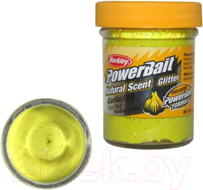 Прикормка рыболовная Berkley Fishing PowerBait Natural Scent Garlic Sunshine Yellow / 1290577 (50г) - фото