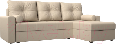 Диван угловой Лига Диванов Верона лайт правый (экокожа бежевый) - фото