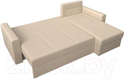 Диван угловой Лига Диванов Верона лайт правый (экокожа бежевый)