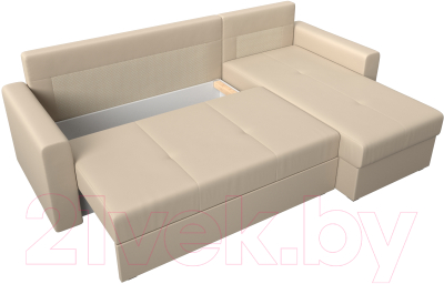 Диван угловой Лига Диванов Верона лайт правый (экокожа бежевый)