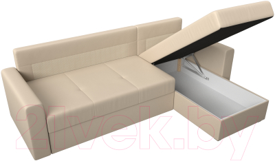 Диван угловой Лига Диванов Верона лайт правый (экокожа бежевый)