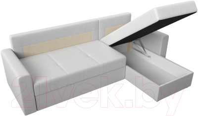 Диван угловой Лига Диванов Верона лайт правый (экокожа белый)
