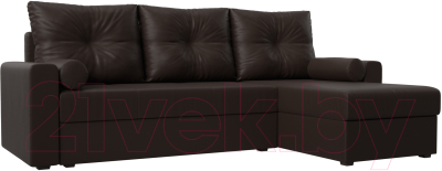 Диван угловой Лига Диванов Верона лайт правый (экокожа коричневый) - фото