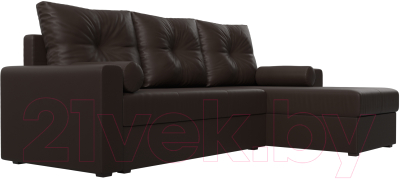 Диван угловой Лига Диванов Верона лайт правый (экокожа коричневый)