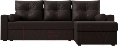 Диван угловой Лига Диванов Верона лайт правый (экокожа коричневый)