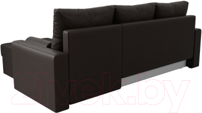 Диван угловой Лига Диванов Верона лайт правый (экокожа коричневый)