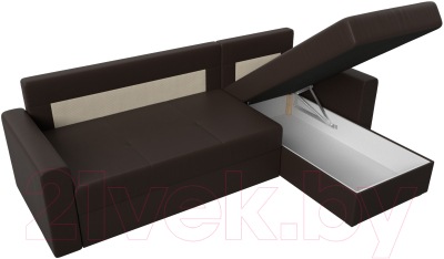 Диван угловой Лига Диванов Верона лайт правый (экокожа коричневый)
