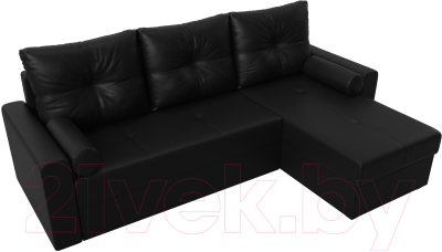 Диван угловой Лига Диванов Верона лайт правый (экокожа черный)