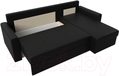 Диван угловой Лига Диванов Верона лайт правый (экокожа черный)