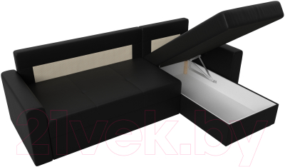 Диван угловой Лига Диванов Верона лайт правый (экокожа черный)