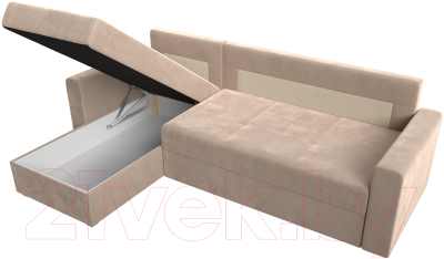 Диван угловой Лига Диванов Верона лайт левый (велюр бежевый)