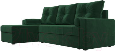 Диван угловой Лига Диванов Верона лайт левый (велюр зеленый)