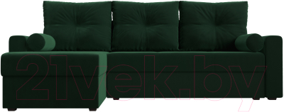 Диван угловой Лига Диванов Верона лайт левый (велюр зеленый)
