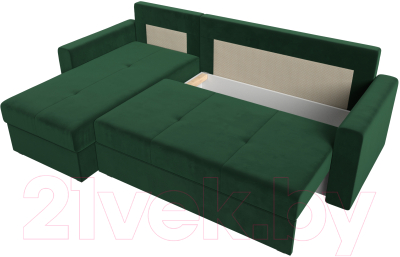Диван угловой Лига Диванов Верона лайт левый (велюр зеленый)