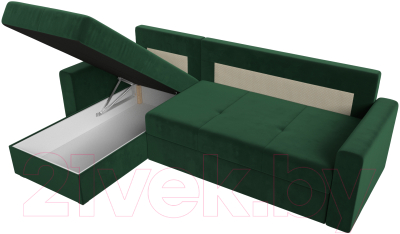 Диван угловой Лига Диванов Верона лайт левый (велюр зеленый)
