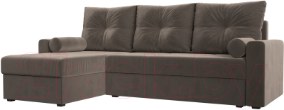 Диван угловой Лига Диванов Верона лайт левый (велюр коричневый) - фото