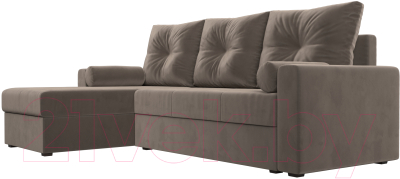 Диван угловой Лига Диванов Верона лайт левый (велюр коричневый)