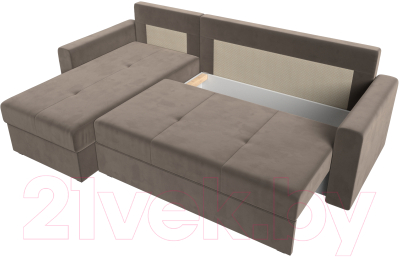 Диван угловой Лига Диванов Верона лайт левый (велюр коричневый)