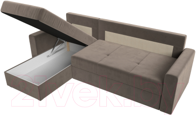Диван угловой Лига Диванов Верона лайт левый (велюр коричневый)