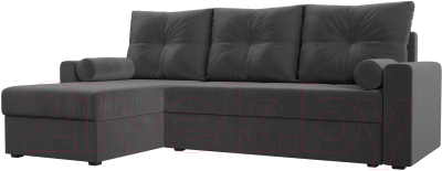 Диван угловой Лига Диванов Верона лайт левый (велюр серый) - фото