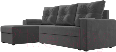 Диван угловой Лига Диванов Верона лайт левый (велюр серый)