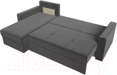 Диван угловой Лига Диванов Верона лайт левый (велюр серый)