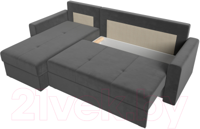 Диван угловой Лига Диванов Верона лайт левый (велюр серый)