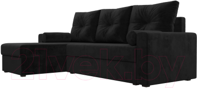 Диван угловой Лига Диванов Верона лайт левый (велюр черный)