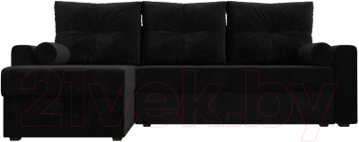 Диван угловой Лига Диванов Верона лайт левый (велюр черный)