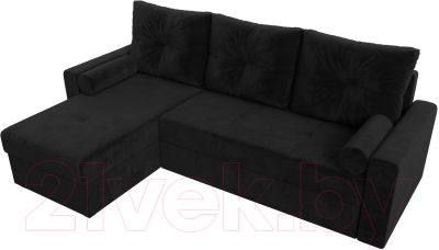 Диван угловой Лига Диванов Верона лайт левый (велюр черный)
