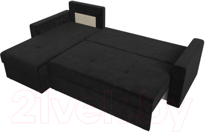 Диван угловой Лига Диванов Верона лайт левый (велюр черный)
