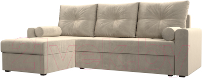 Диван угловой Лига Диванов Верона лайт левый (микровельвет бежевый) - фото