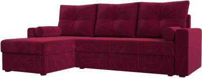 Диван угловой Лига Диванов Верона лайт левый (микровельвет бордовый) - фото