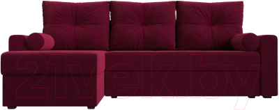 Диван угловой Лига Диванов Верона лайт левый (микровельвет бордовый)