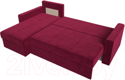 Диван угловой Лига Диванов Верона лайт левый (микровельвет бордовый)
