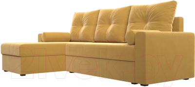 Диван угловой Лига Диванов Верона лайт левый (микровельвет желтый)