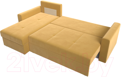 Диван угловой Лига Диванов Верона лайт левый (микровельвет желтый)