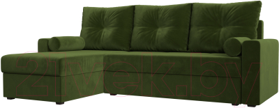 Диван угловой Лига Диванов Верона лайт левый (микровельвет зеленый) - фото